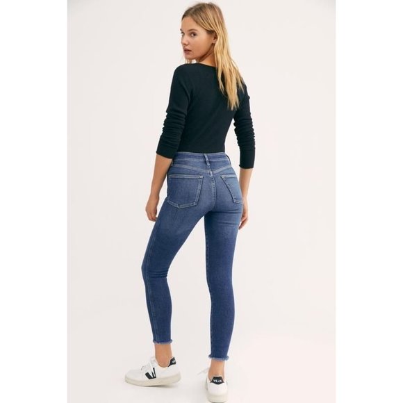 Free People Distressed High Waist Stretch Skinny Jeans Jegging - Picture 2 of 9